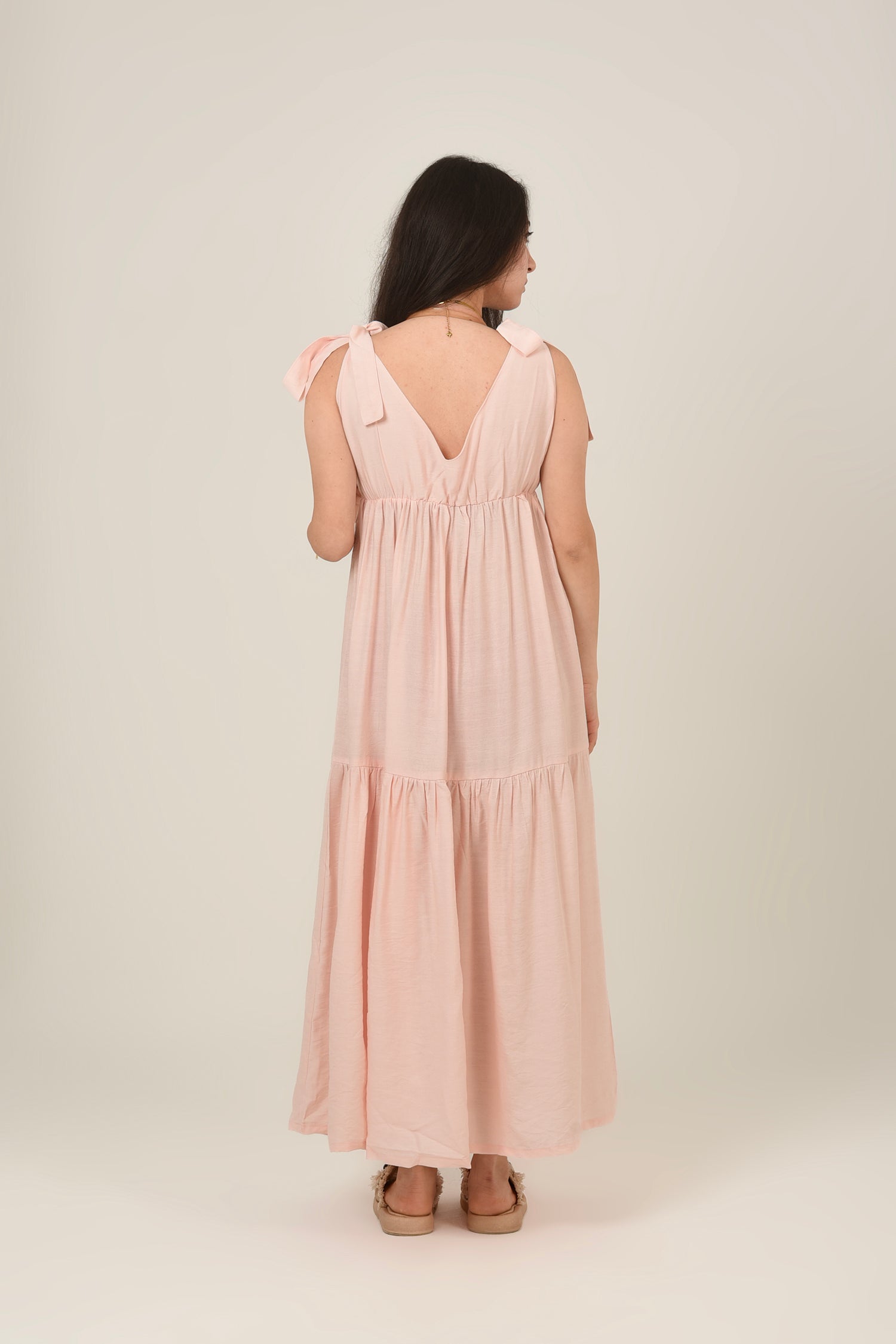 Flare Flowy Tie Shoulders Maxi Dress