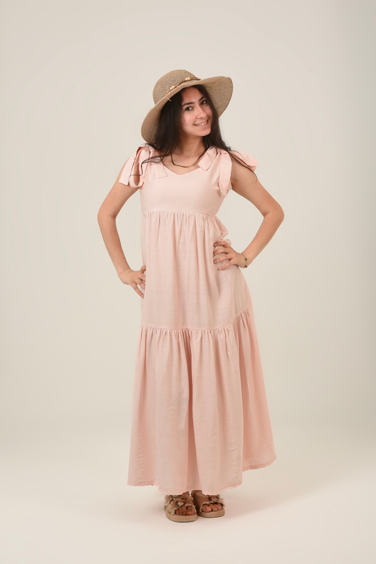 Flare Flowy Tie Shoulders Maxi Dress