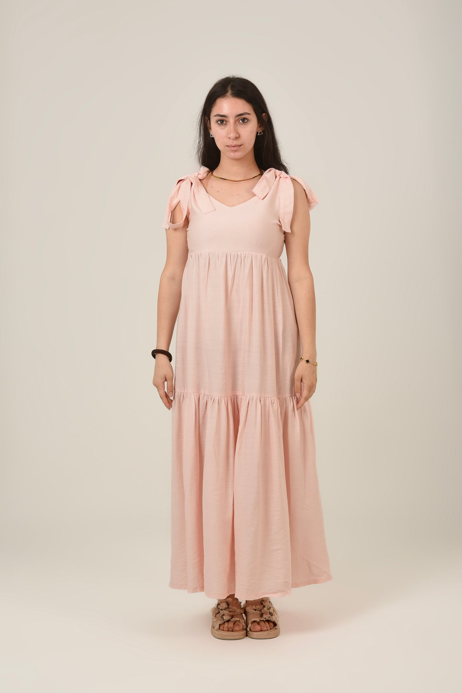 Flare Flowy Tie Shoulders Maxi Dress