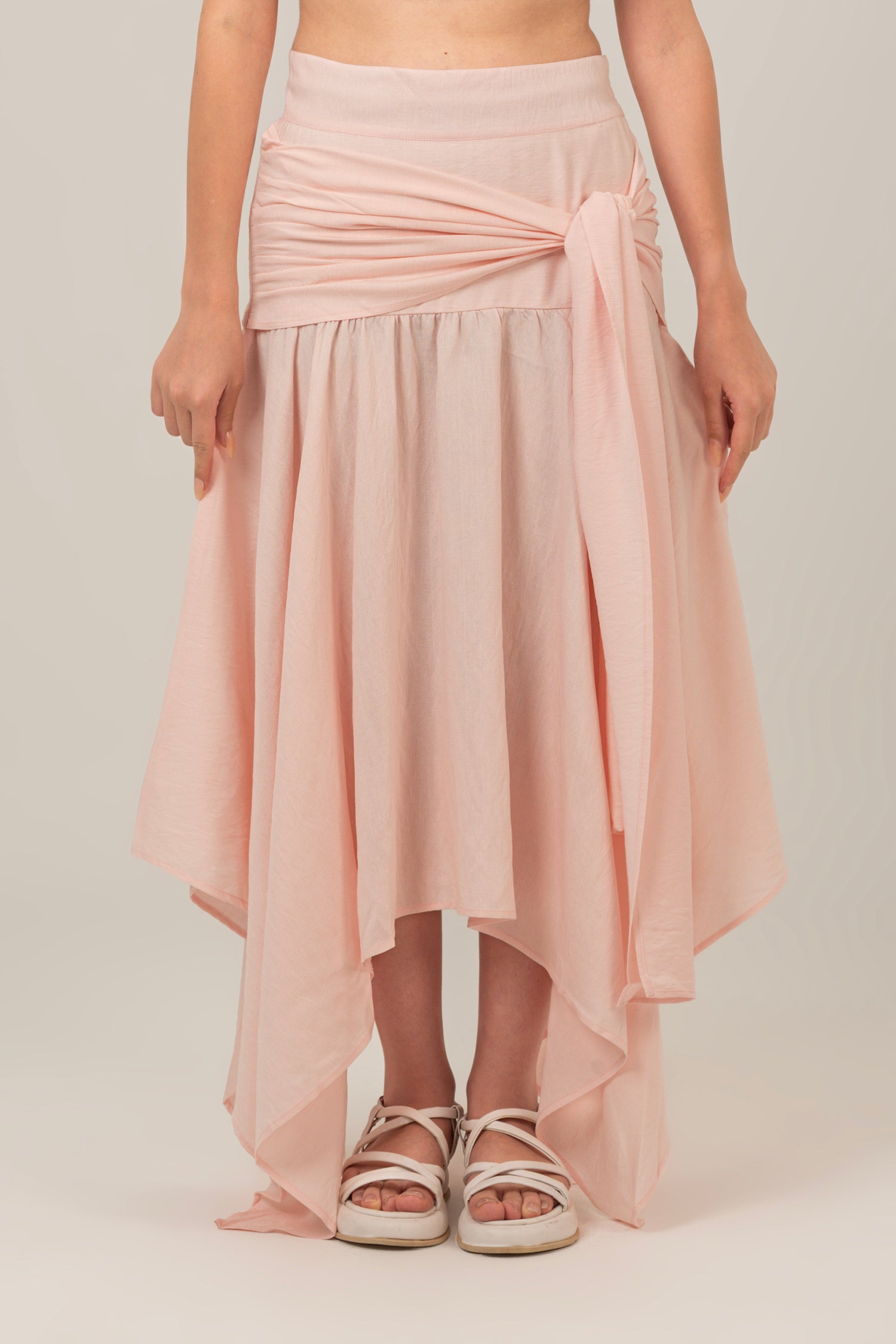 Front Tie Split Flare Skirt For Women