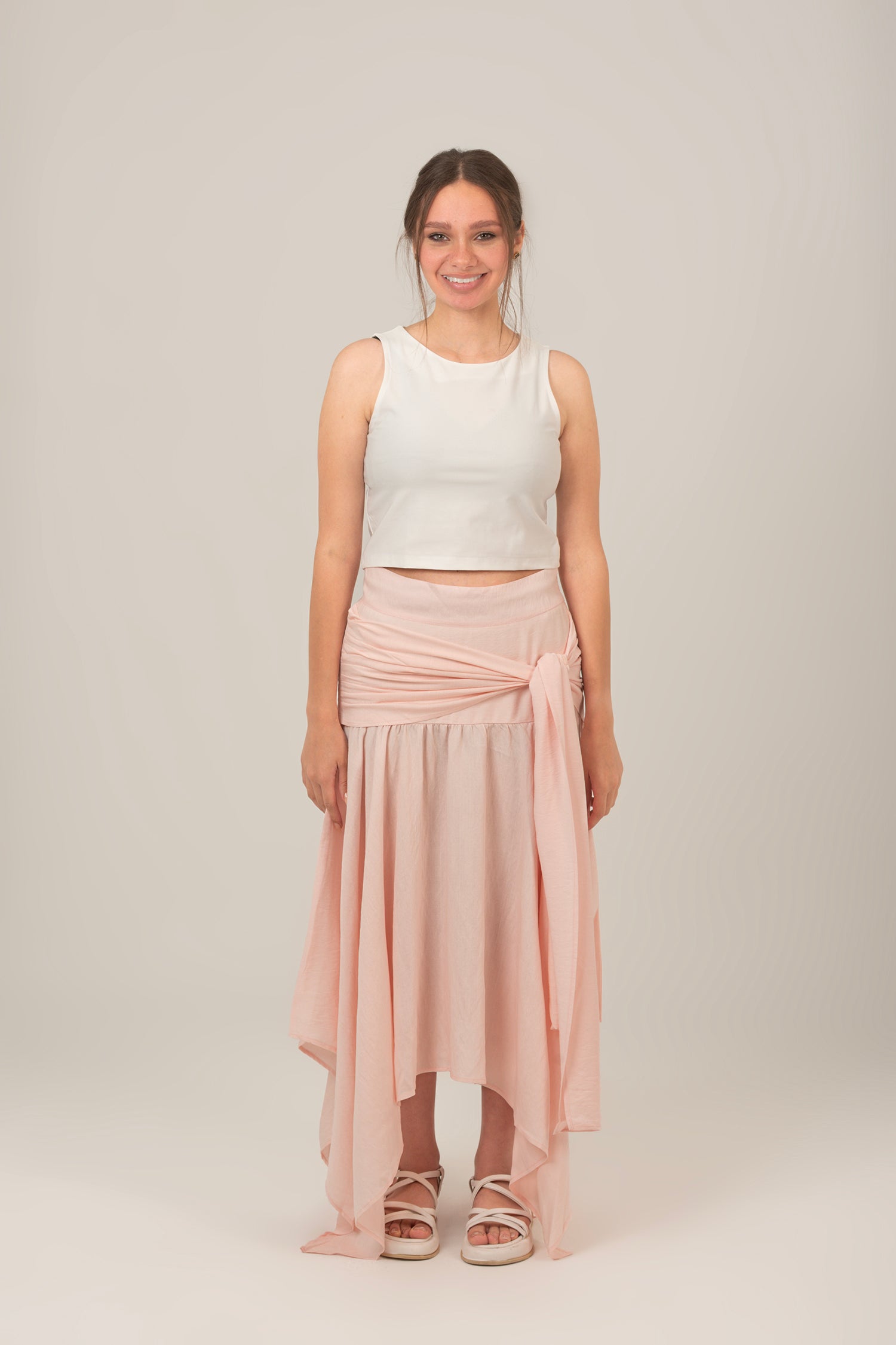 Front Tie Split Flare Skirt For Women