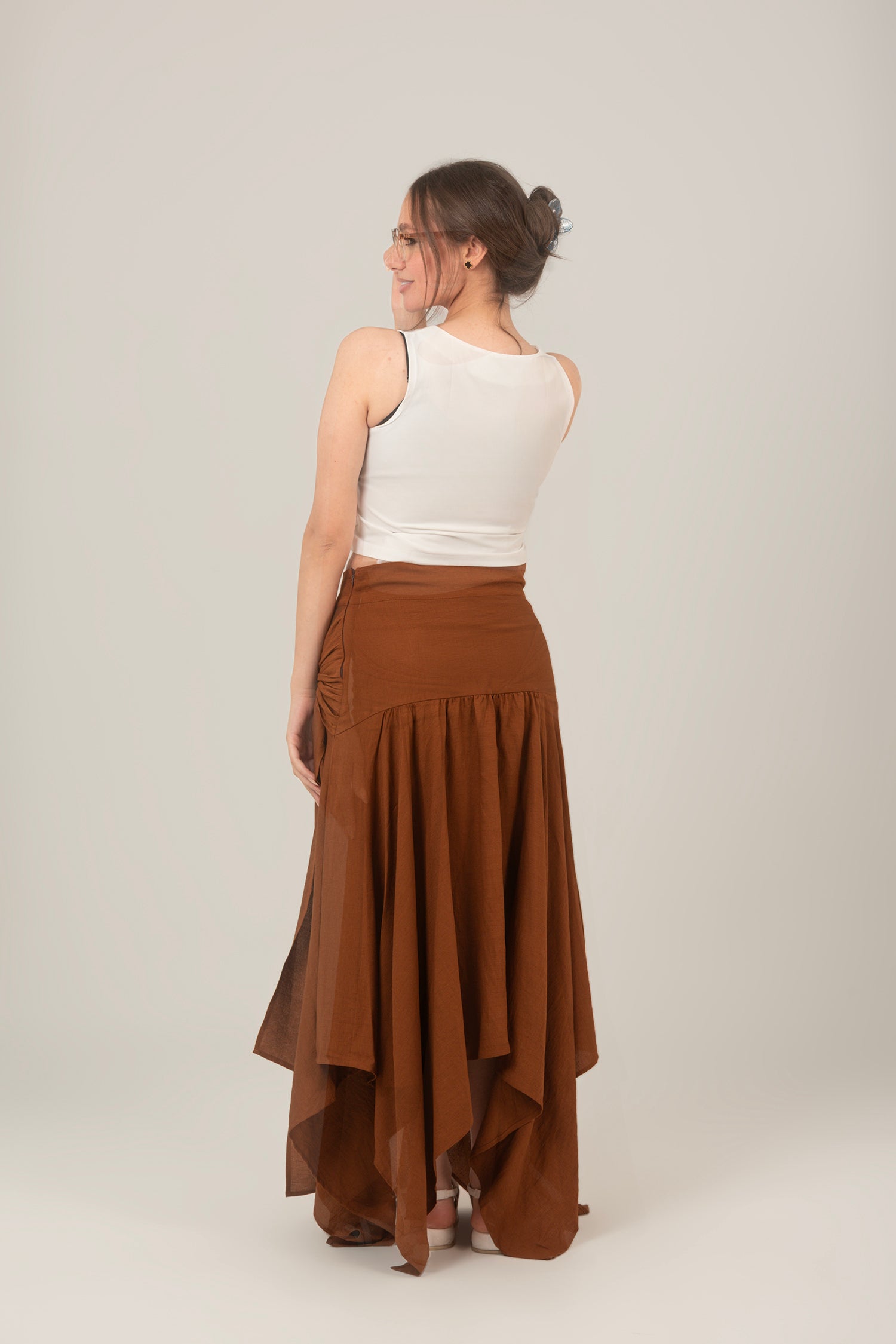 Front Tie Split Flare Skirt For Women