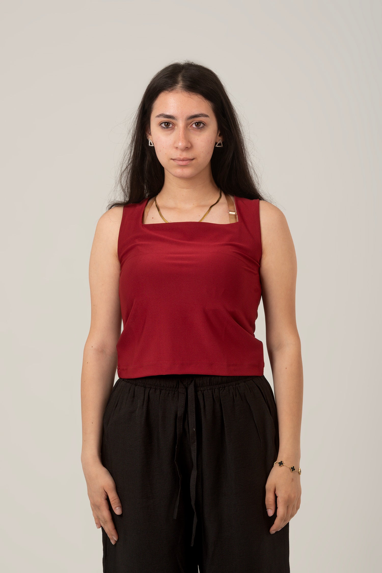 Basic Square Sleeveless Top For Women