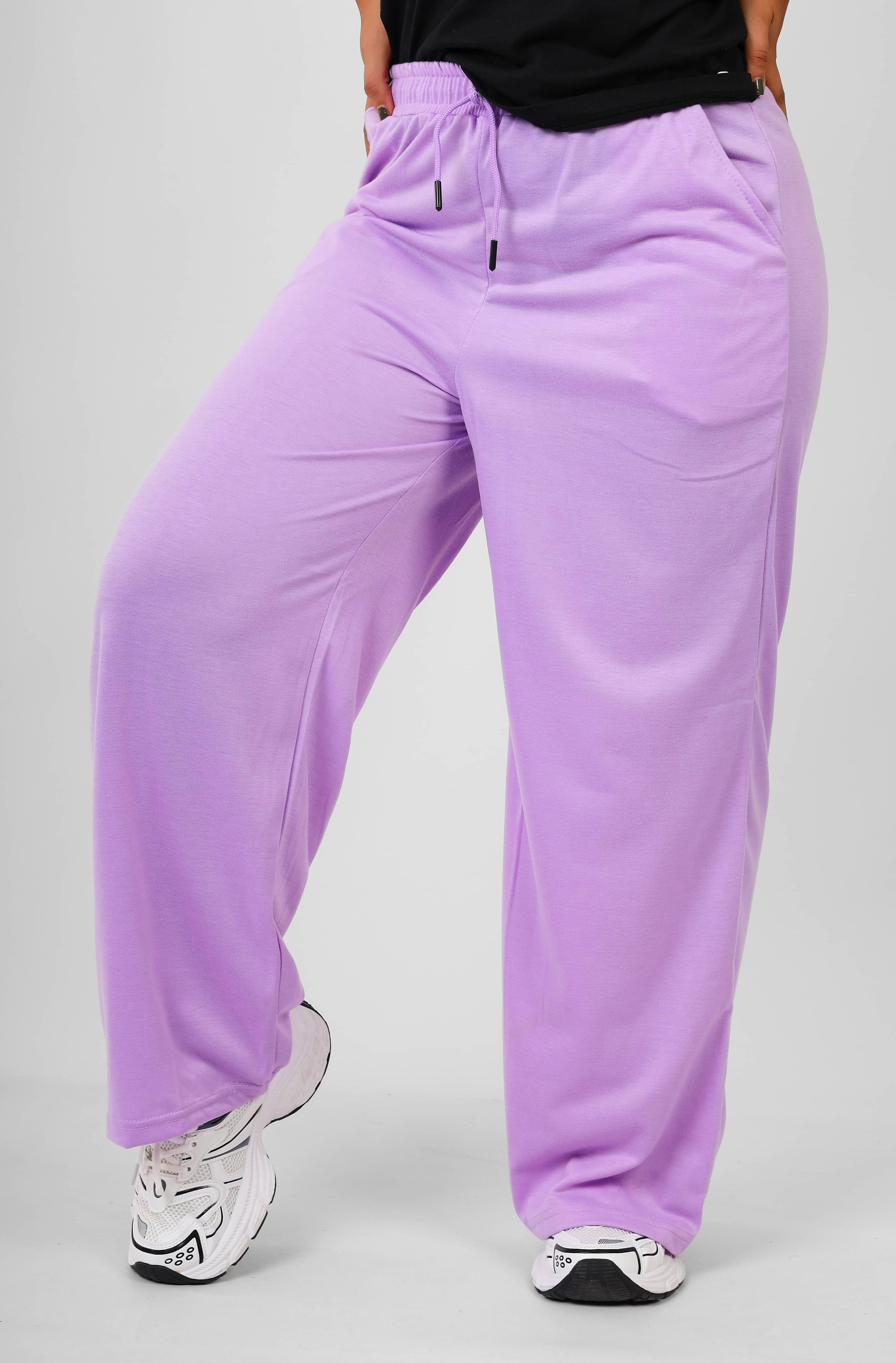 Comfy Cotton Wide Leg Pants - Lavender - pants