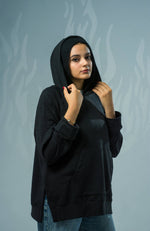 Load image into Gallery viewer, Oversized Melton Sweatshirt With Side Slits
