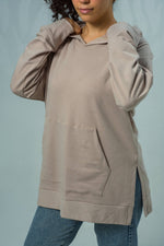 Load image into Gallery viewer, Oversized Melton Sweatshirt With Side Slits
