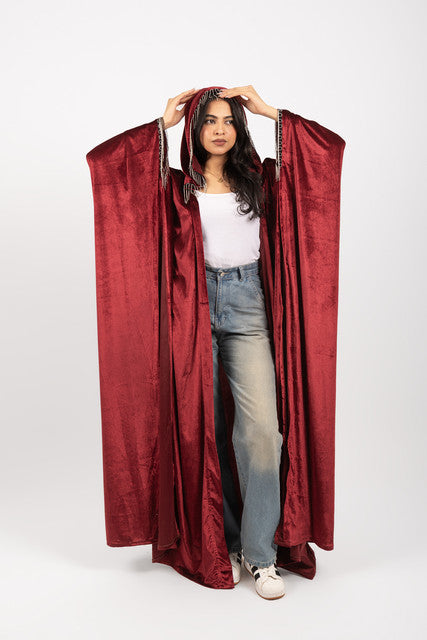 Morocco Velvet Long Sleeve Embroidered Sequins Kimono