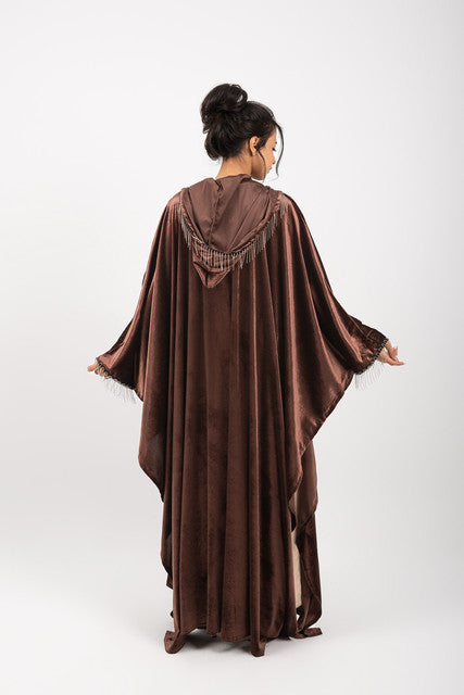 Morocco Velvet Long Sleeve Embroidered Sequins Kimono