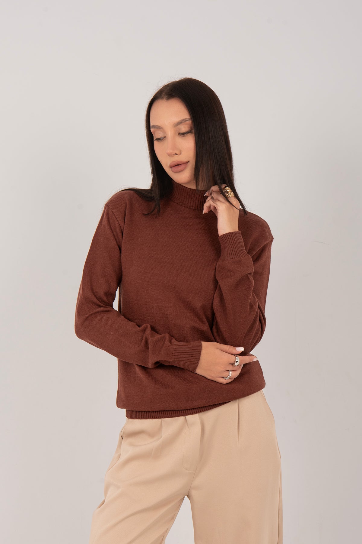 Relaxed Fit Knit Half-Neck Pullover