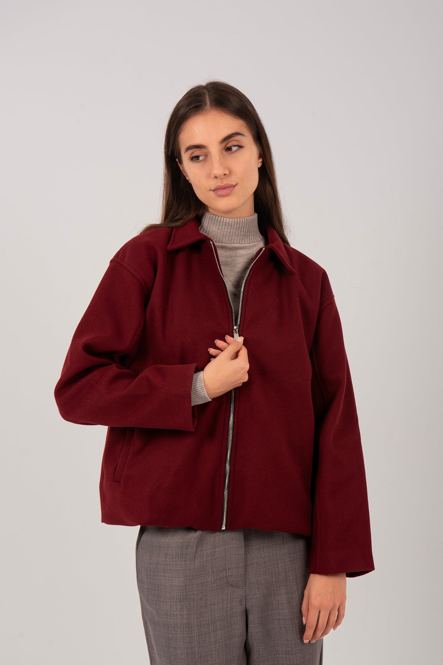 Oversized Boxy Fit Zip-Up Jacket