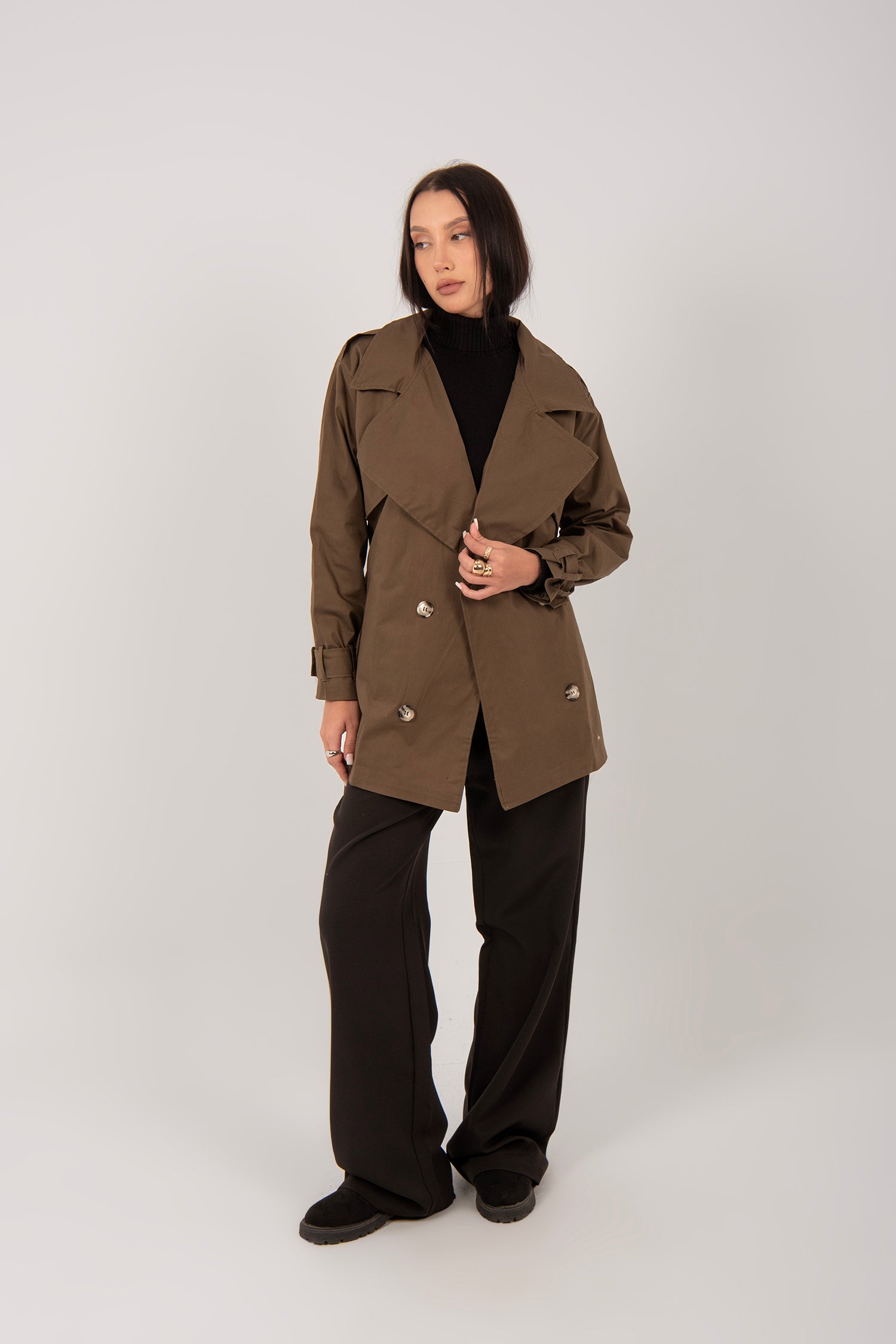Short Belted Trench Jacket