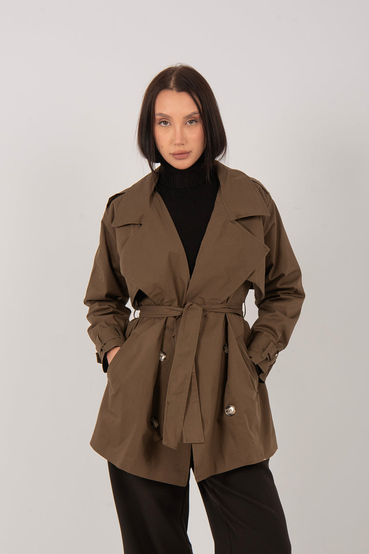 Short Belted Trench Jacket