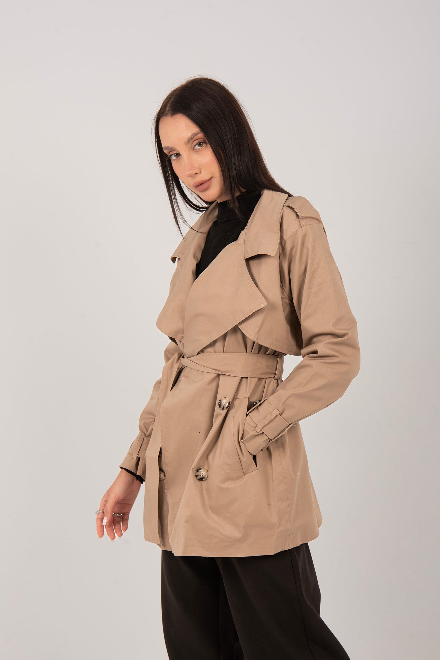 Short Belted Trench Jacket