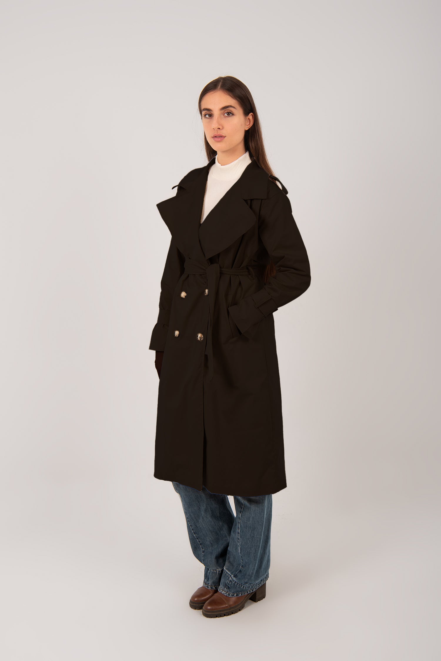 Relaxed Fit Long Trench Coat