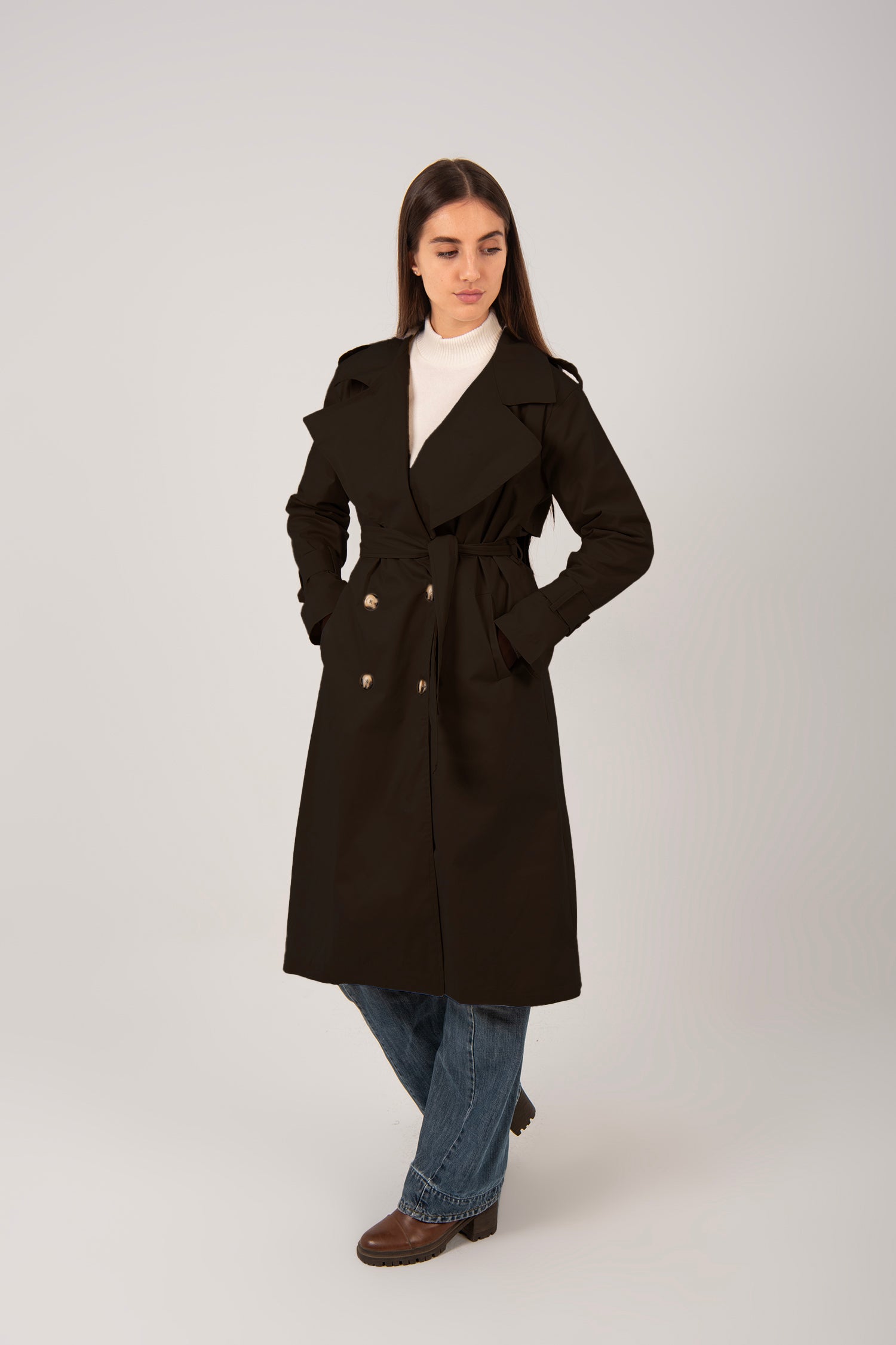 Relaxed Fit Long Trench Coat