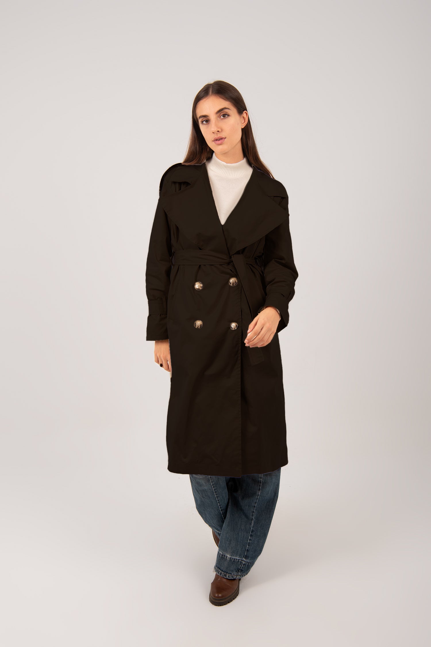 Relaxed Fit Long Trench Coat
