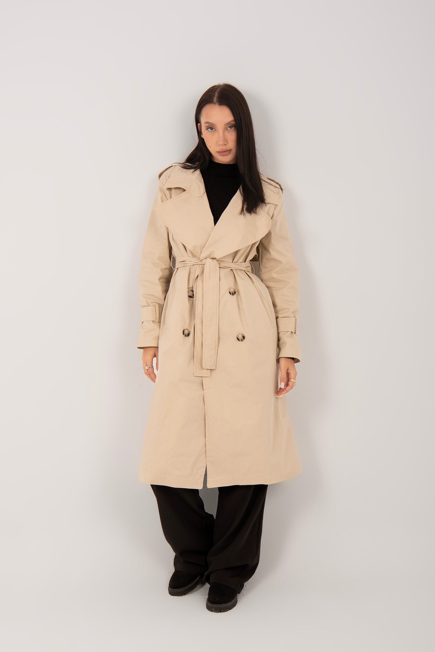 Relaxed Fit Long Trench Coat