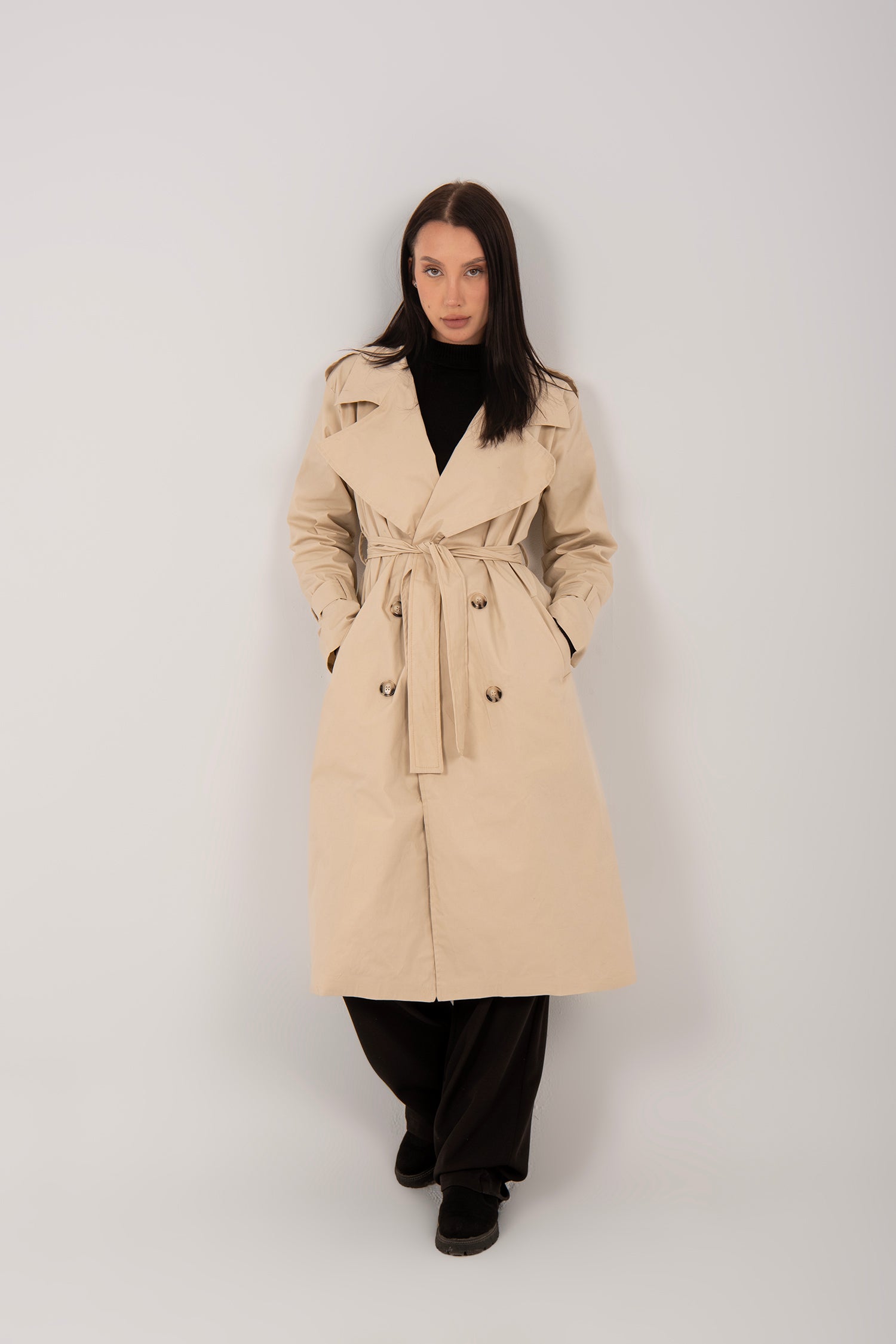 Relaxed Fit Long Trench Coat