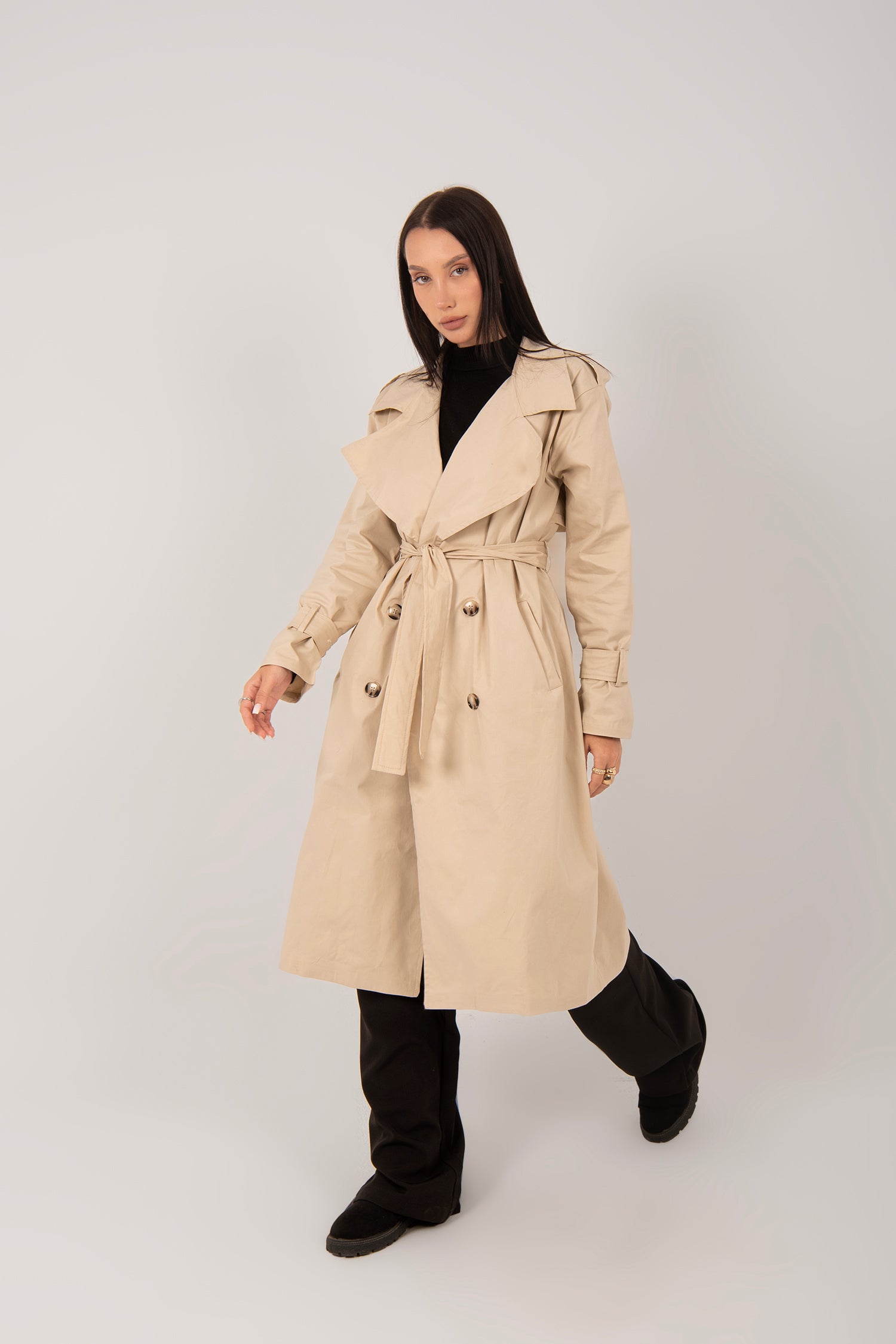 Relaxed Fit Long Trench Coat