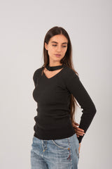 Cutout Knit Long Sleeve Top