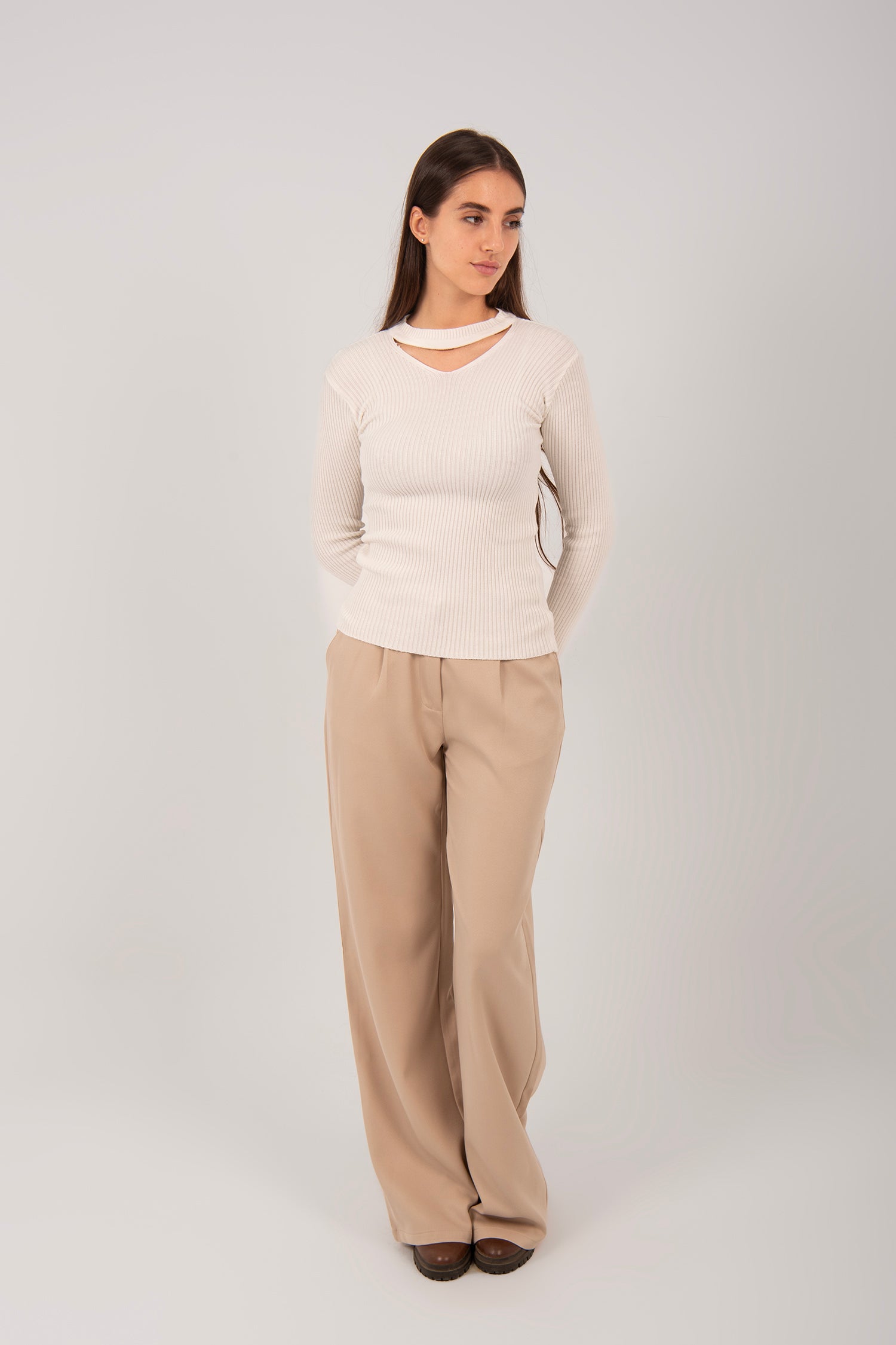 Cutout Knit Long Sleeve Top