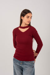 Cutout Knit Long Sleeve Top