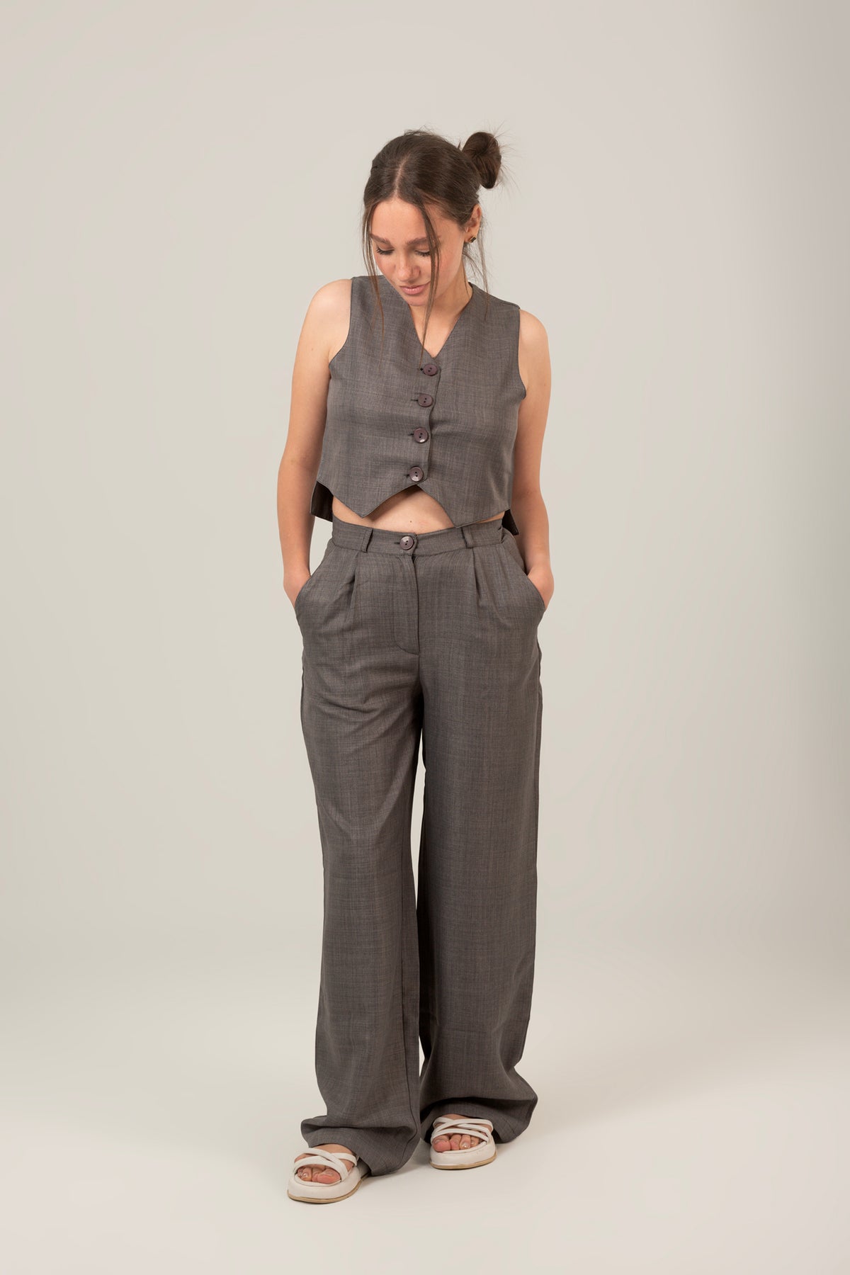 Waist Coat Linen Set For Women