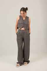 Waist Coat Linen Set For Women