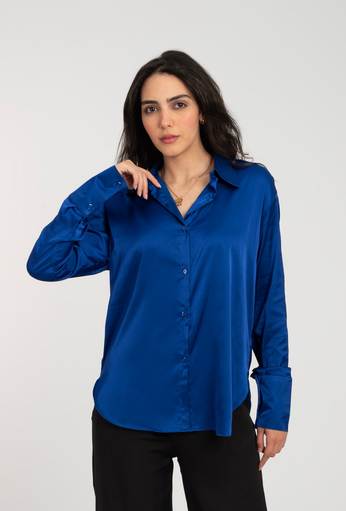 Satin Long Sleeve Blank Shirt For Women