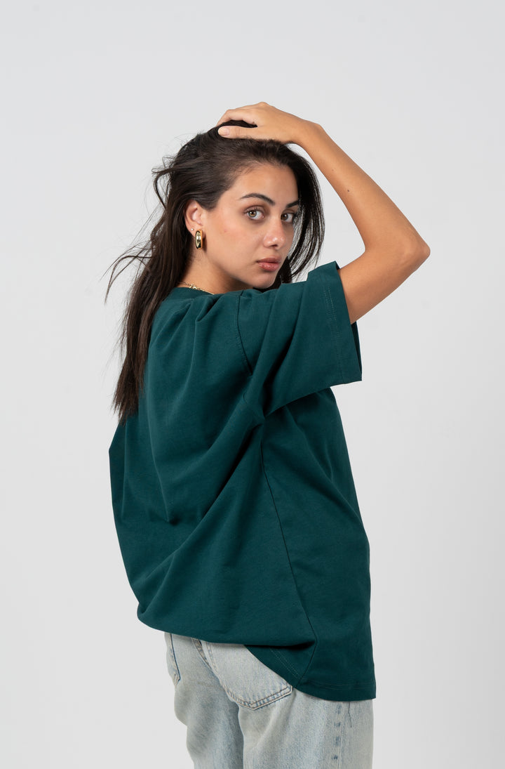 Dark Green Oversized Basic T-shirt