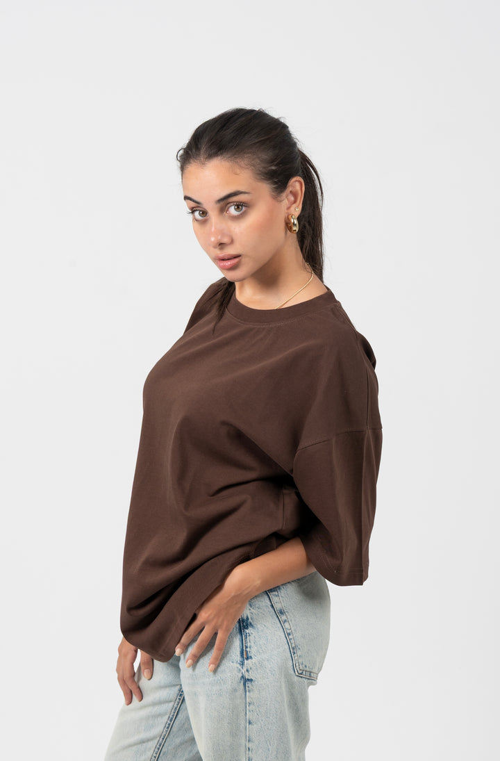 Brown Oversized Basic T-shirt