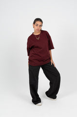 Burgundy Oversized Basic T-shirt