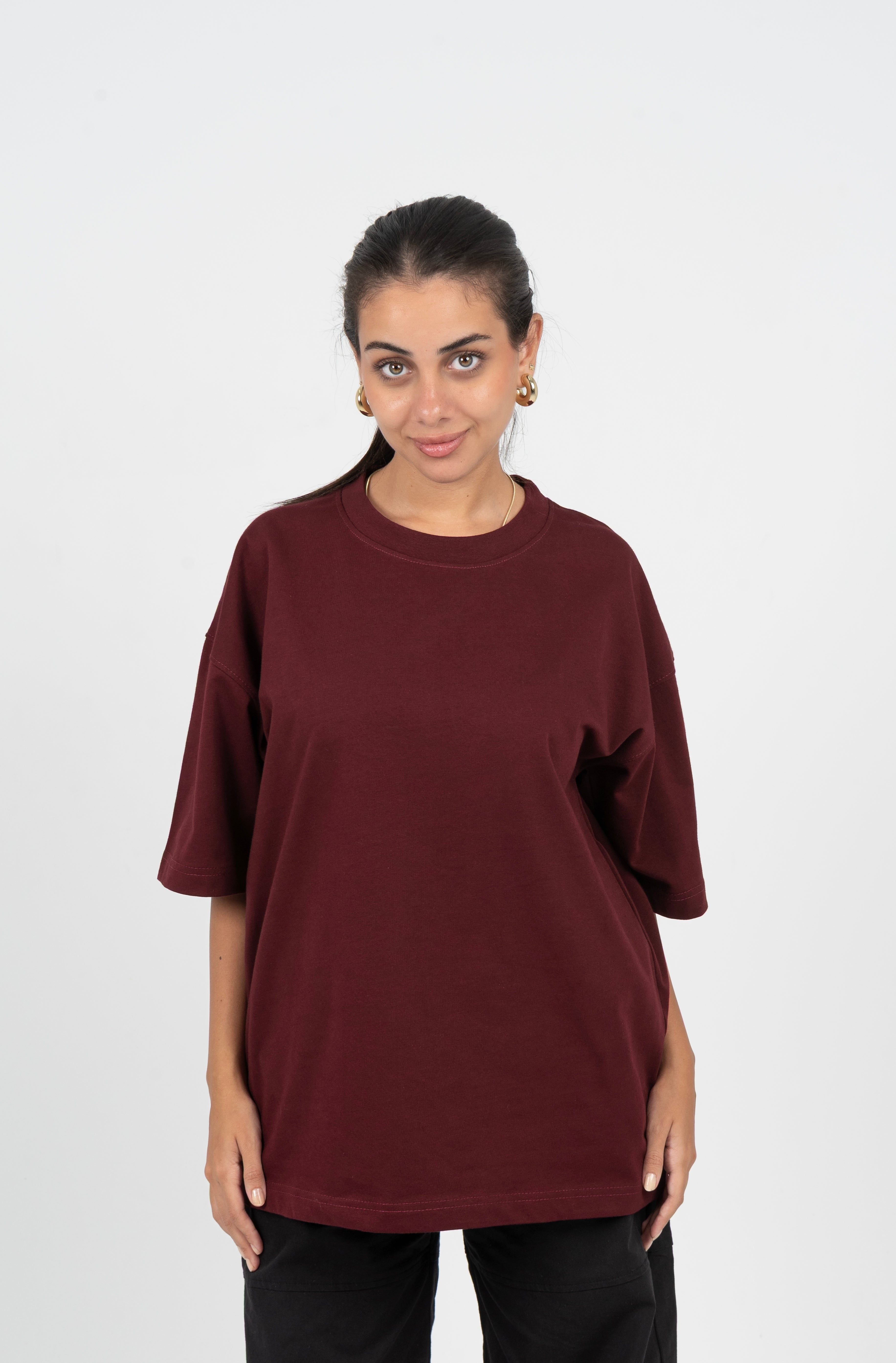 Burgundy Oversized Basic T-shirt