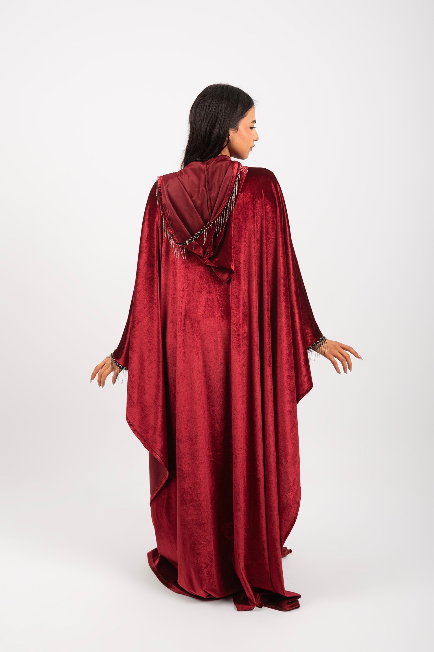 Morocco Velvet Long Sleeve Embroidered Sequins Kimono