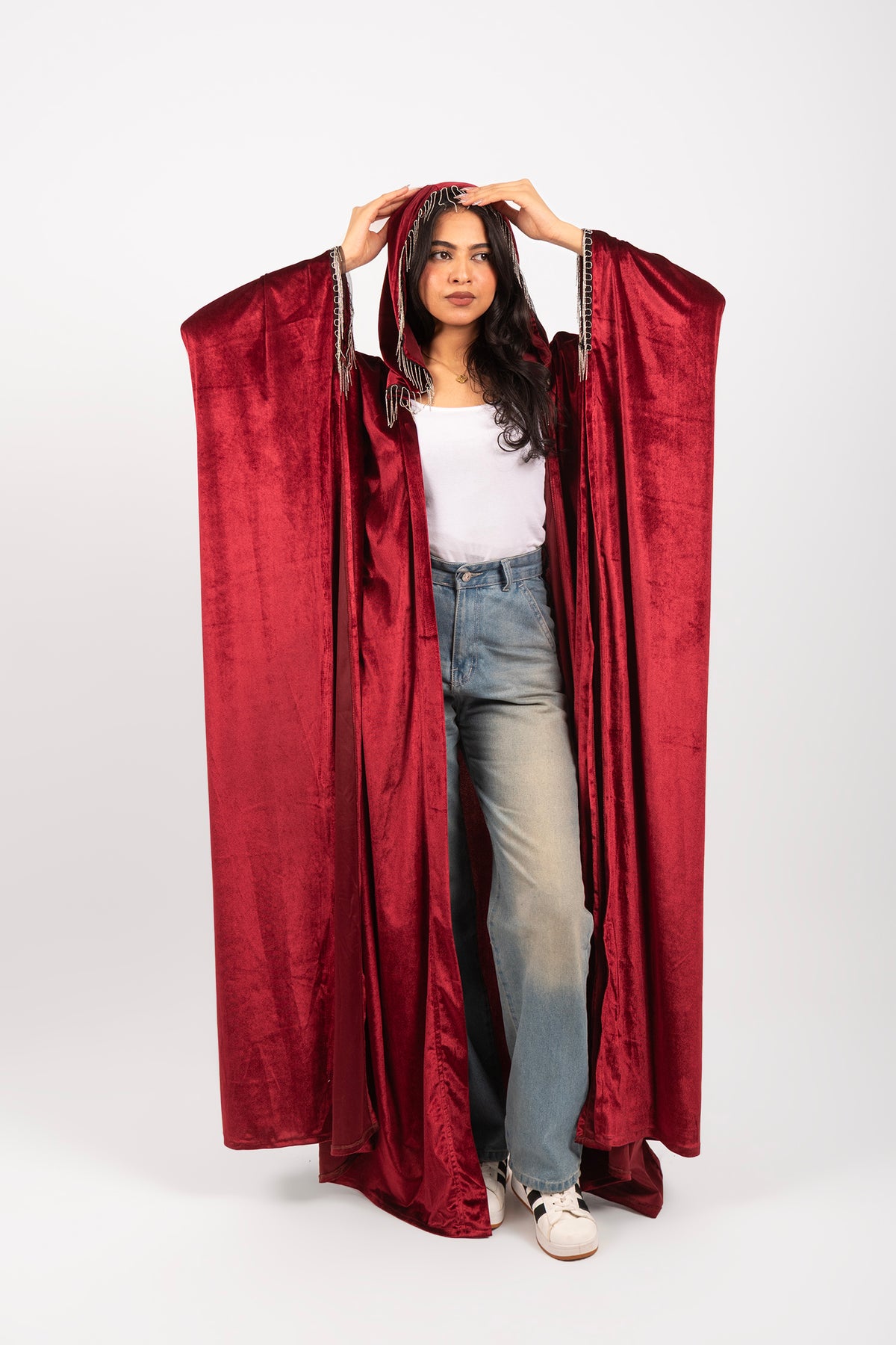 Morocco Velvet Long Sleeve Embroidered Sequins Kimono