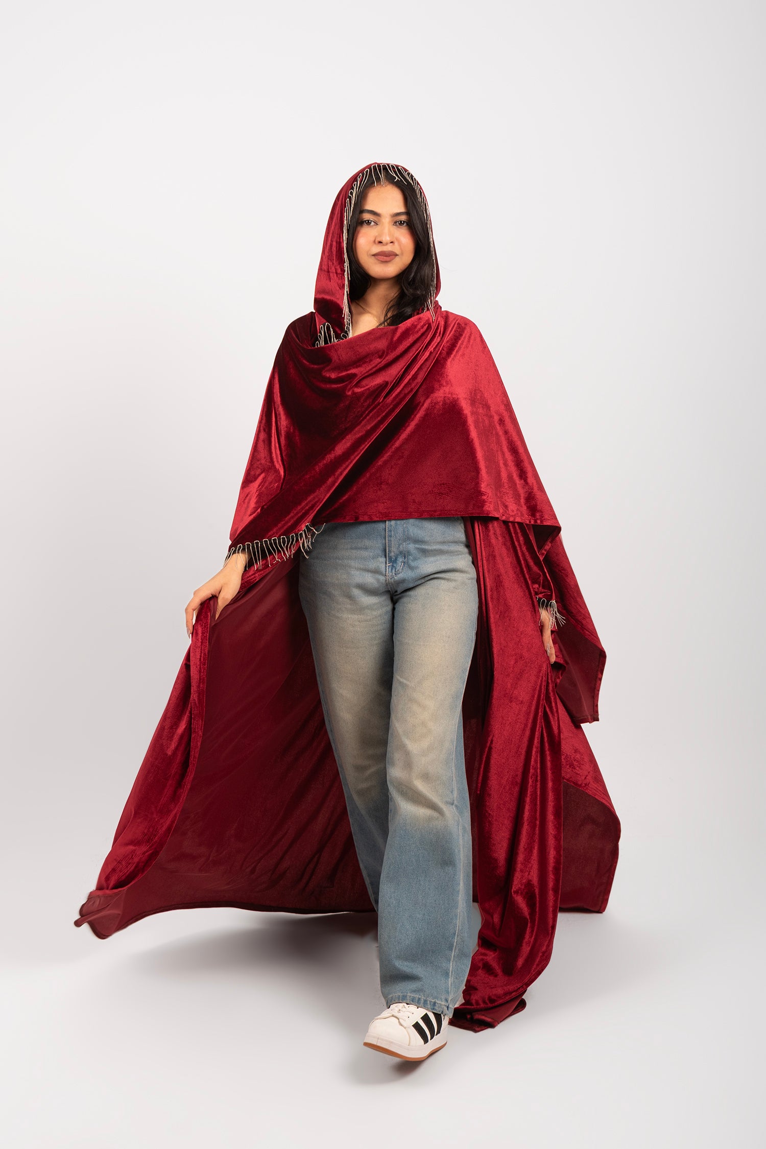 Morocco Velvet Long Sleeve Embroidered Sequins Kimono