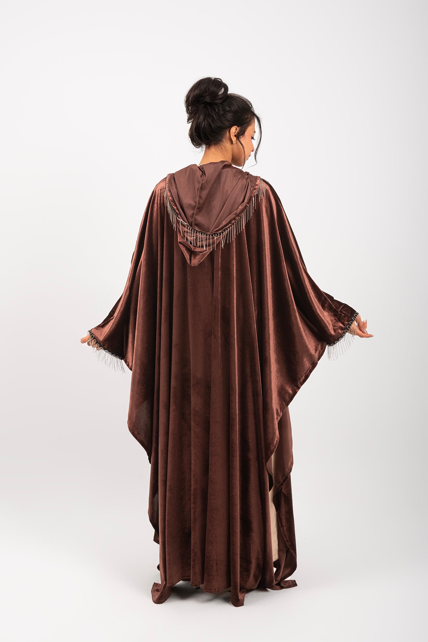 Morocco Velvet Long Sleeve Embroidered Sequins Kimono