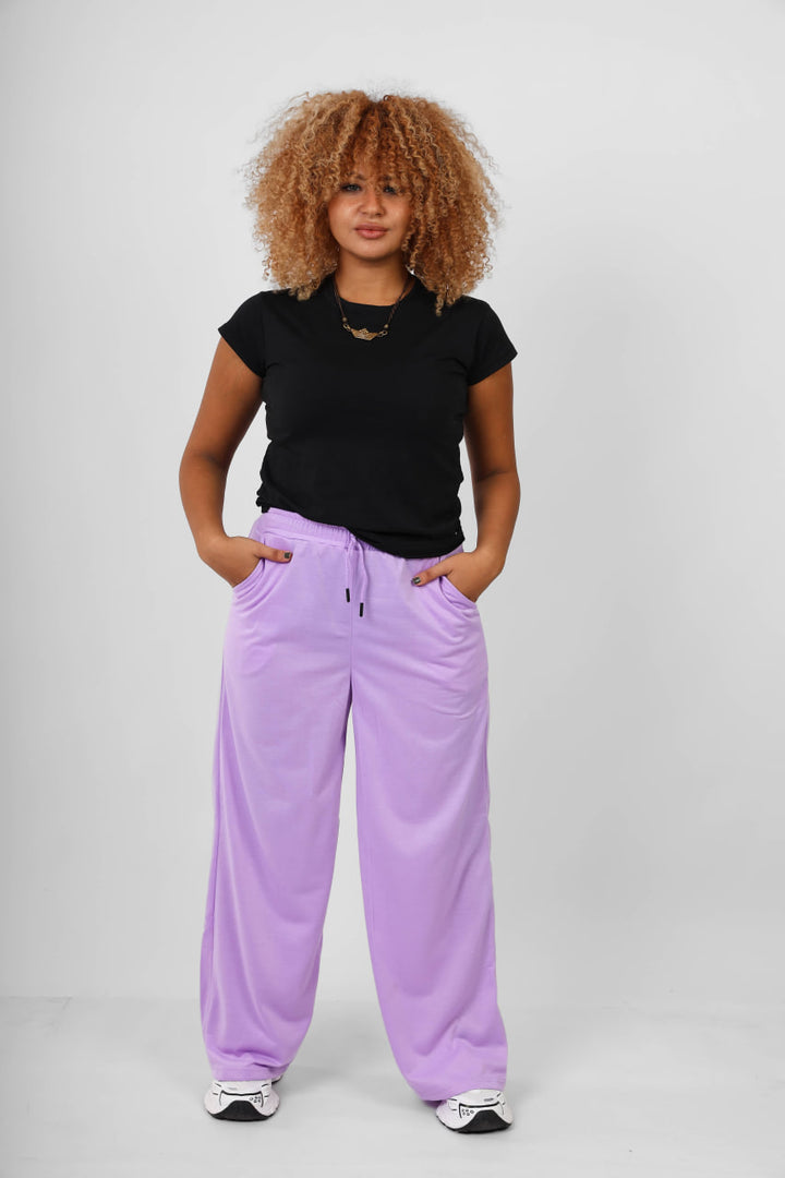 Comfy Cotton Wide Leg Pants - Lavender