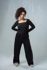 Load image into Gallery viewer, Comfy Cotton Wide Leg Pants - Black
