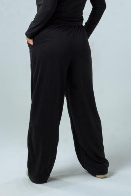 Comfy Cotton Wide Leg Pants - Black